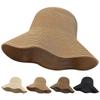 Solid Color Wide Brim Straw Hat Breathable UV Protection Cap Comfortable To Wear Beach Hat  Summer