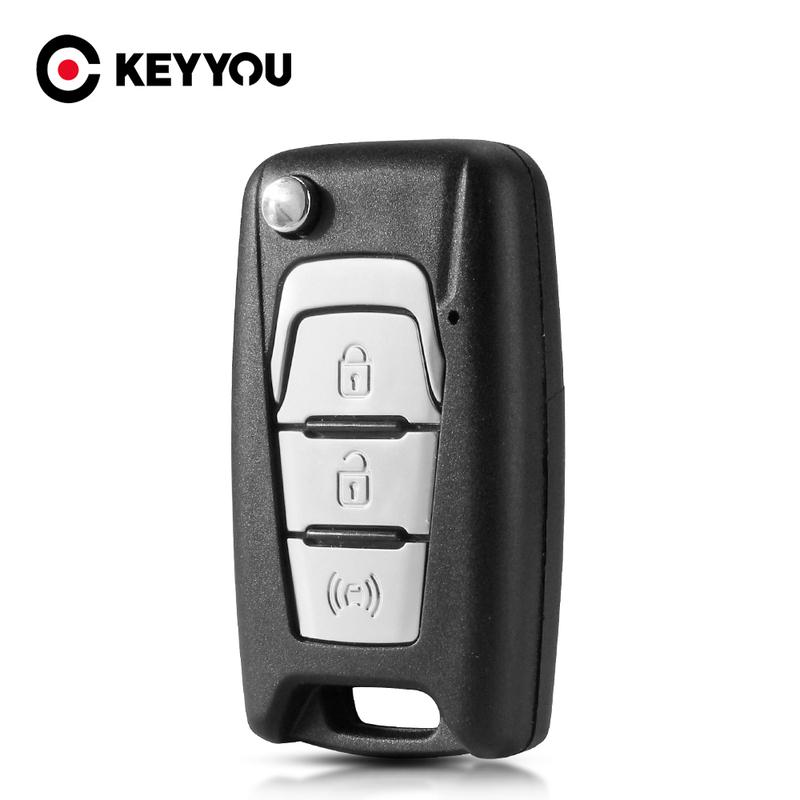 KEYYOU Flip Remote Key Shell Switchblade For Ssangyong Korando New Actyon C200 2016 2017 3 Button Folding Car Key Shell Case