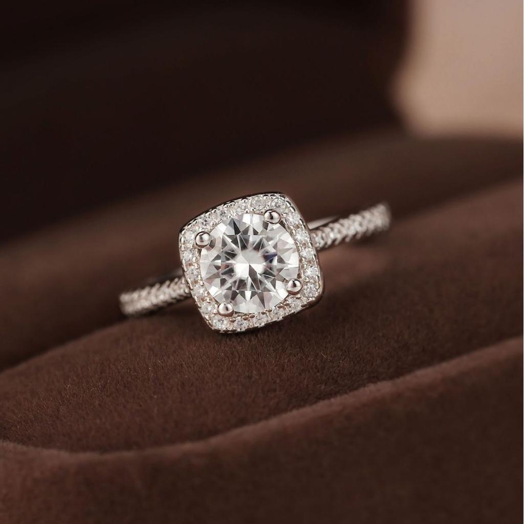 Pierścionek zaręczynowy z moissanitem 1CT, kolor D, dla kobiet, srebro 925, pozłacany, pierścionki solitaire