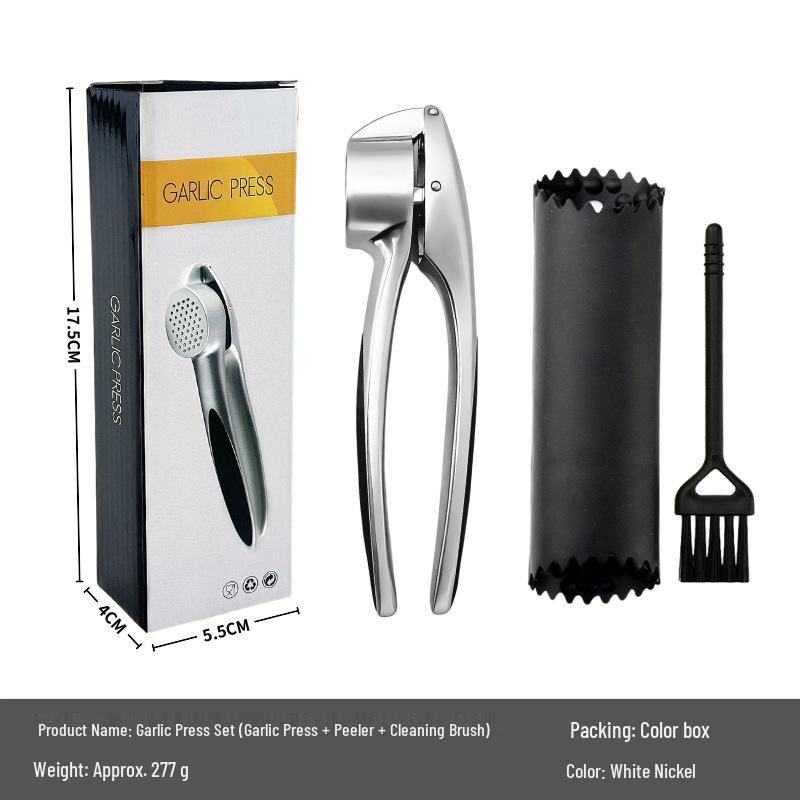 Zinc Alloy Manual Garlic Press & Peeler Kitchen Gadget