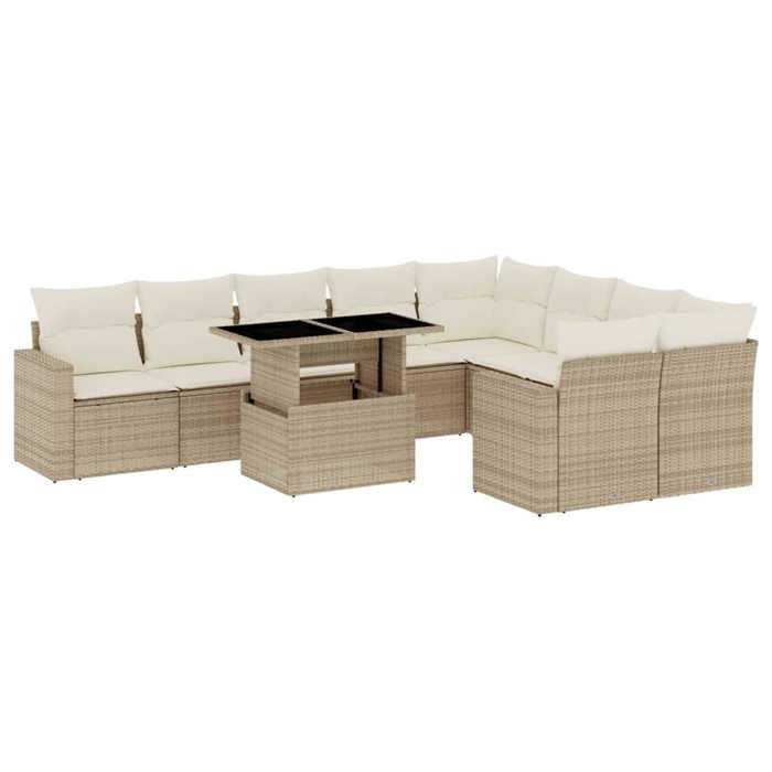 VidaXL Salon de jardin avec coussins 10 pcs beige résine tressée 3267498
