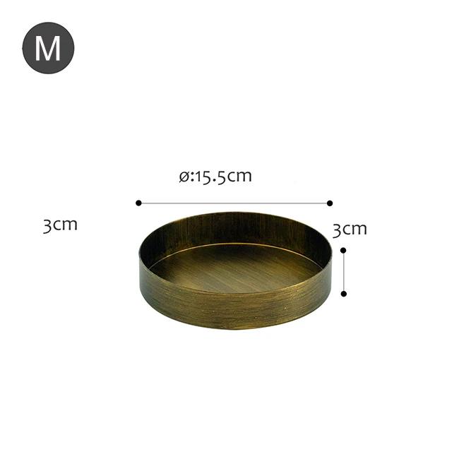 Golden European Retro Round Iron Plate Metal Vintage Storage Tray Home Decoration Garden Restaurant Table Photographing