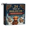 Cute Highland Cow Figurines 24 Days 3D Advent Calendar 2026, Farm Cattle Christmas Seasonal Home Decor Items Countdown Calendar, Collectible