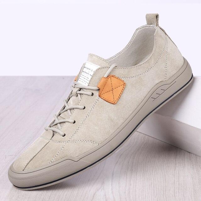 

Мужская обувь, весна-осень, повседневная уличная обувь на плоской подошве, мужские черные туфли ручной работы на шнуровке для мужчин, мужская обувь из коровьей замши, весенне-осенняя мужская обувь 43 бежевый