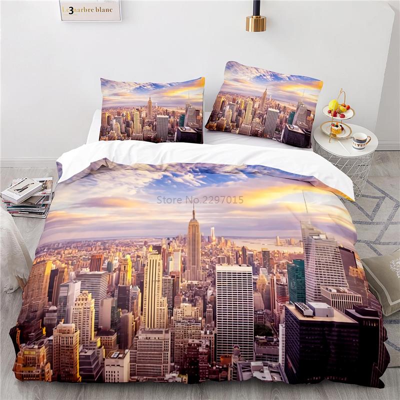 Statue of Liberty American City 3D Bedding Set Scenery Duvet Cover Set with Pillowcase Home Textile Twin Full Queen King Size