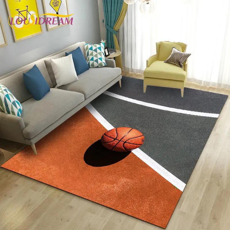 Tappeto 3D Area Basket Grande, Tappeto per Soggiorno Camera da Letto Divano Zerbino Decorazione Cucina, Tappetino Antiscivolo per Gioco Bambini