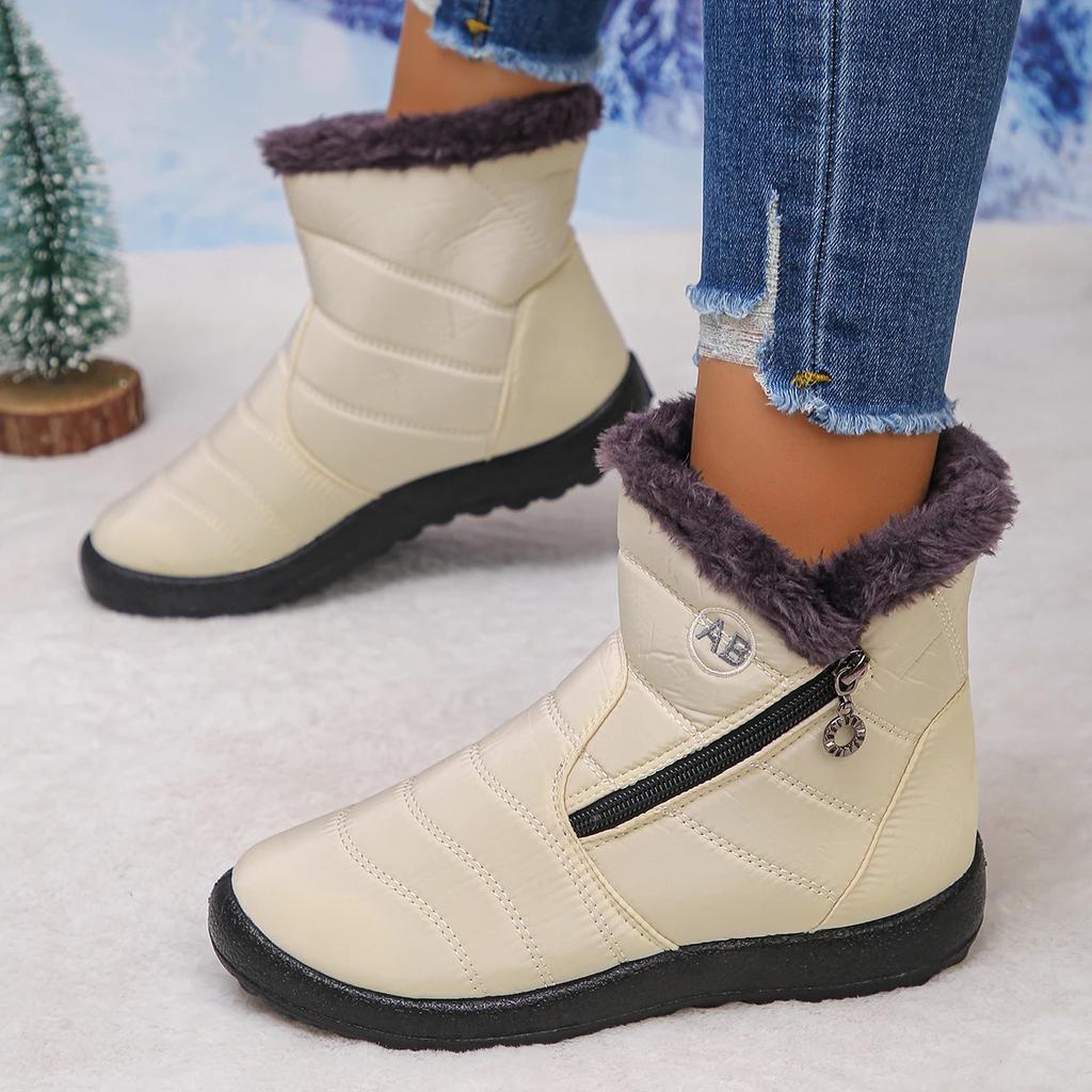 Women Snow Boots Comfortable Waterproof Women Shoes Retro Luxury Zipper Shoes Woman Winter Soft Thickened Fluff Boots Women