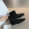 Grape mother studiolee autumn and winter new~ 5cm inner height increase small square head short boots rear zipper thin boots