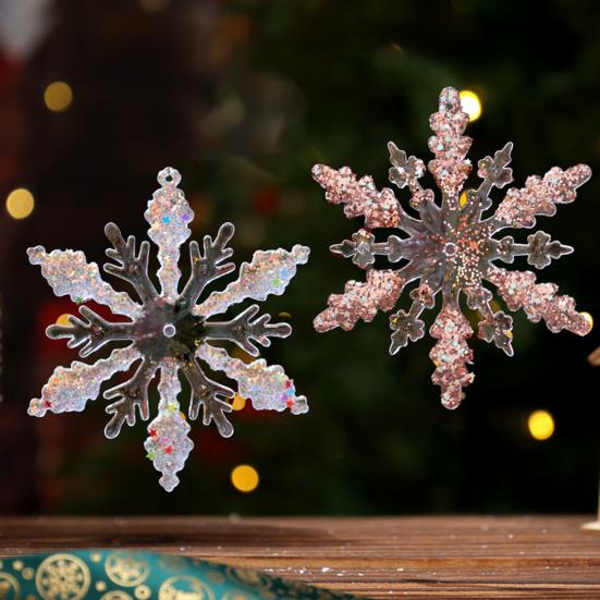 Yousheng Christmas Clear Acrylic Hanging Ornament Glitter Snowflake Butterfly Reindeer Dancing Girl Tree Angel Wing Key Wreath Xmas Hanging Decoration