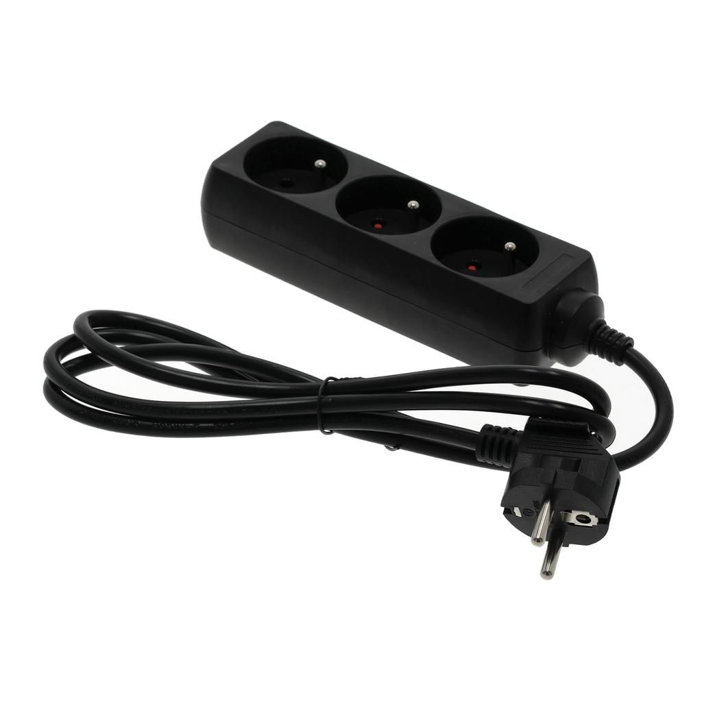 Extension cord, 3 sockets, 1.5 , with grounding, black