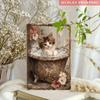 Vintage Metal Poster Kitten Foam Flowers Wall Art Home Decor Gift