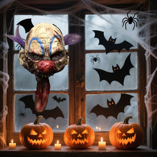 Zombie Head Halloween Decoration Resin Scary Severed Blood Head with Movable Tongue for Halloween Party Indoor Outdoor Bar Haunted House Decor