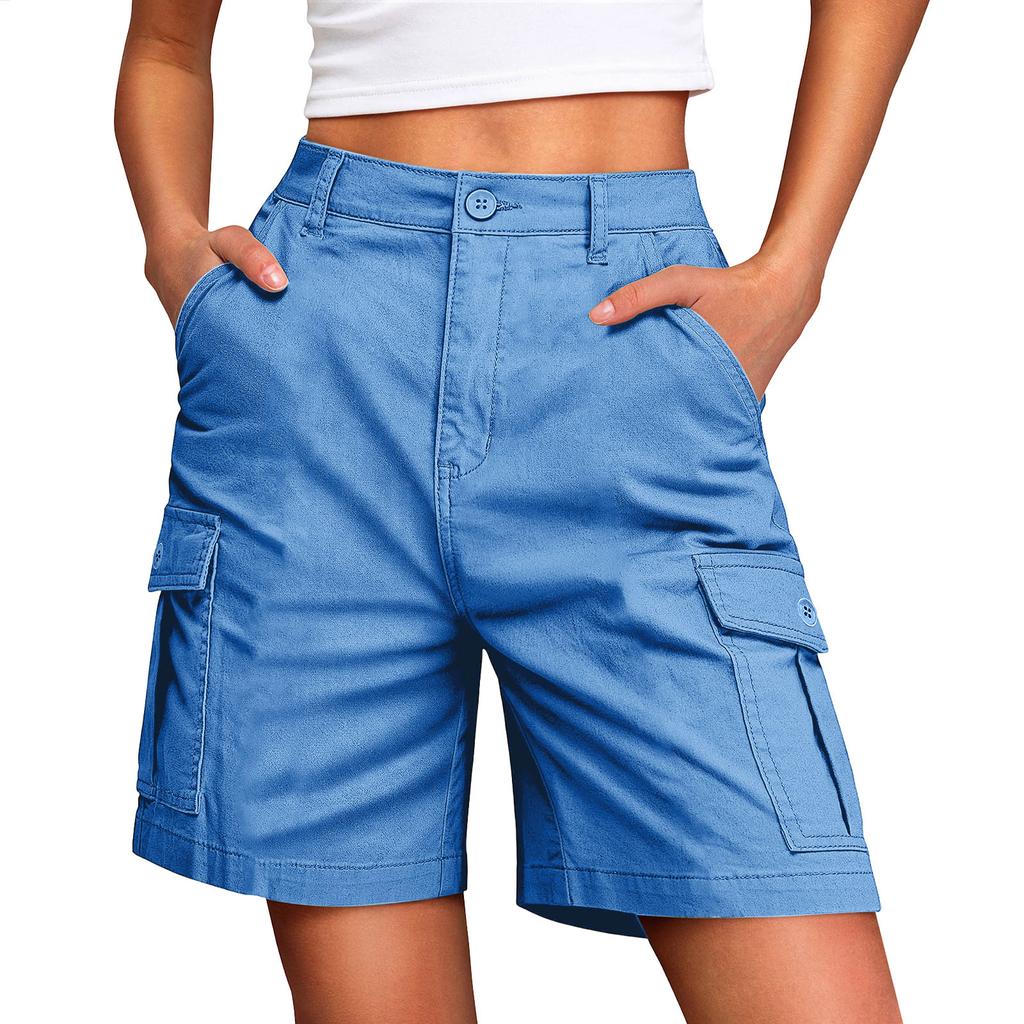 Hiking Shorts For Women Lightweight Elastic Waist Knee Length Cargo Shorts Golf Casual Summer Bermuda Shorts