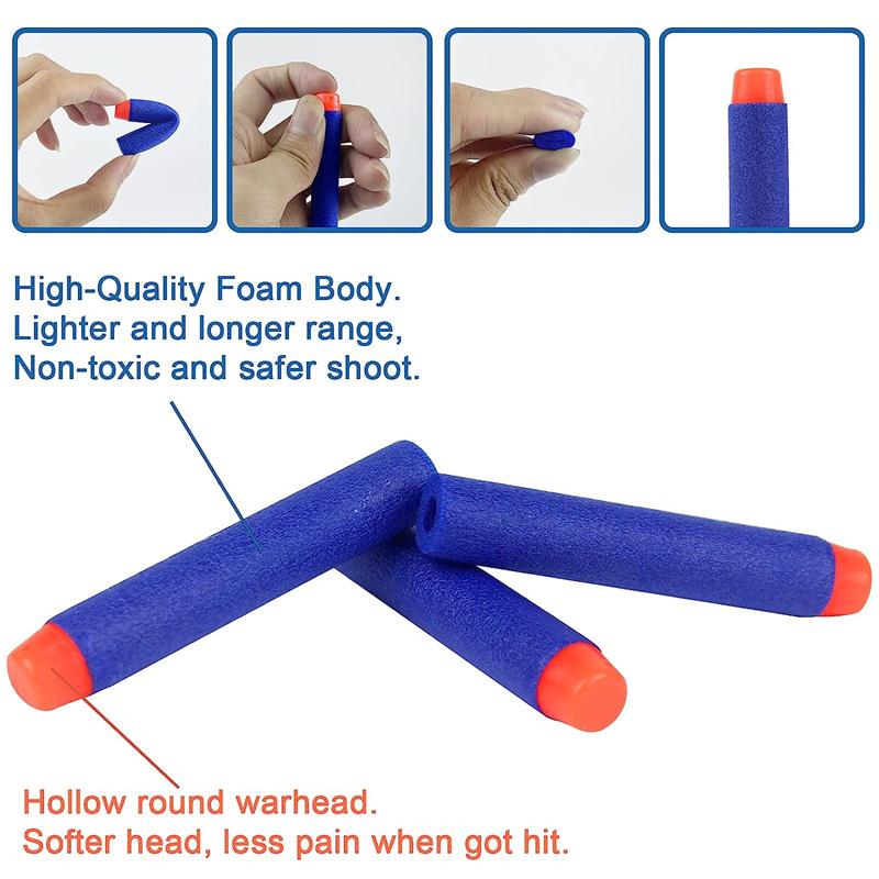 FRENSIT 1000-50 szt. Niebieskie Strzałki z Jednym Otworem, Amunicja Piankowa do Nerf N-Strike Elite, 7,2 cm