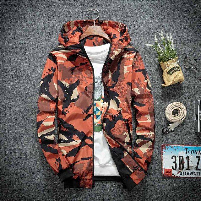 Windbreaker Jackets Men Casual Spring Hooded Camouflage Jacket Mens Streetwear Hip Hop Sportwear Camo Army Jacket Clothes