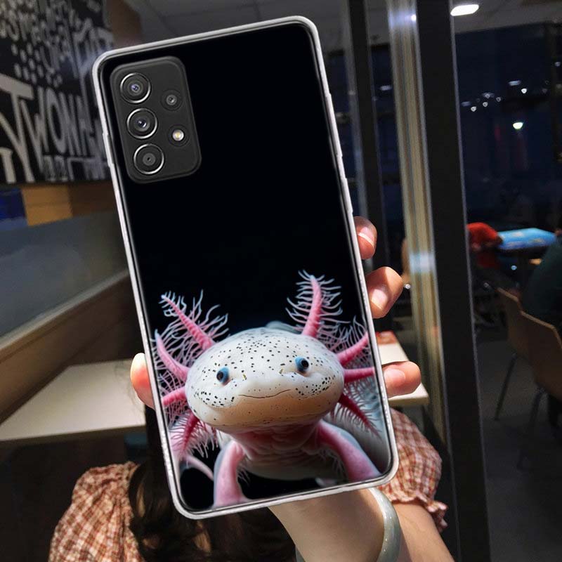 Smiling Salamander Phone Case for Samsung A54 A57 A37 A17 A14 A15 A12 A24 A34 A55 A35 A25 A52S A07 A05S A04S A22 A32 A72 Galaxy
