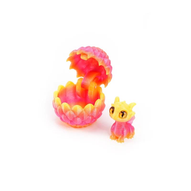 Q Version Creative 3D Printable Hatchable Mini Dragon Egg Set Hatchling Model Halloween Easter Gifts & Desktop Decorations