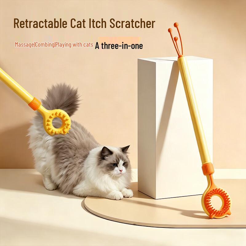 3-in-1 Retractable Cat Massager & Teaser Toy