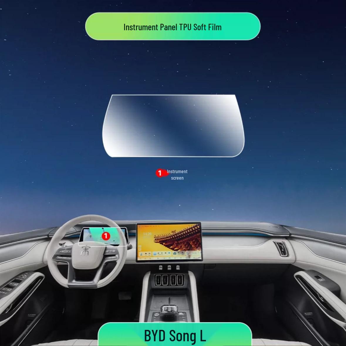 BYD Song L-DMI-EV Interior: TPU Film for Navigation & Gear Shift