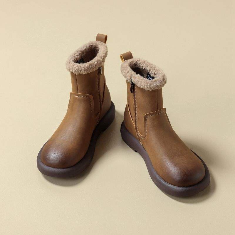 Leather Snow Boots Women's 2025 New Winter Martin Boots Lamb Velvet Warm Short Boots Waterproof Cotton Shoes Boots