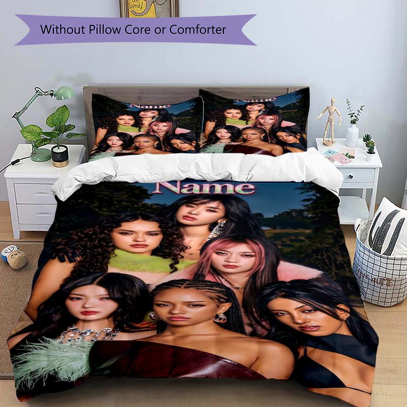 Custom Name Girl Group Fashion Portrait Print 3Pcs Bedding Set,Duvet Cover with 2 Bedro,Pillowcase Home Birthday Gift