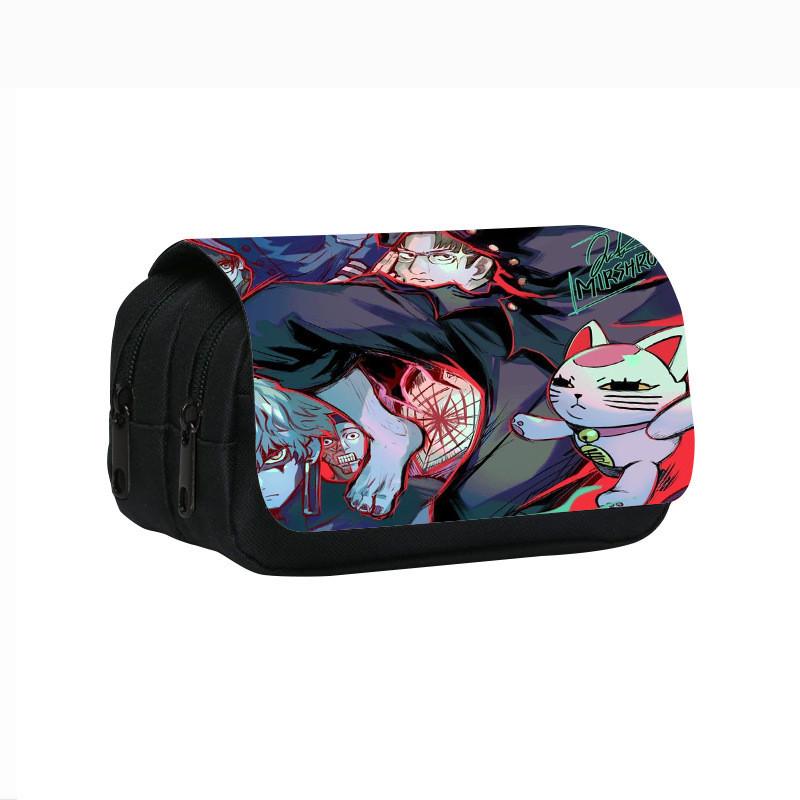 Dandadan Double Layer Pencil Case With Nylon Material For Students And School Supplies
