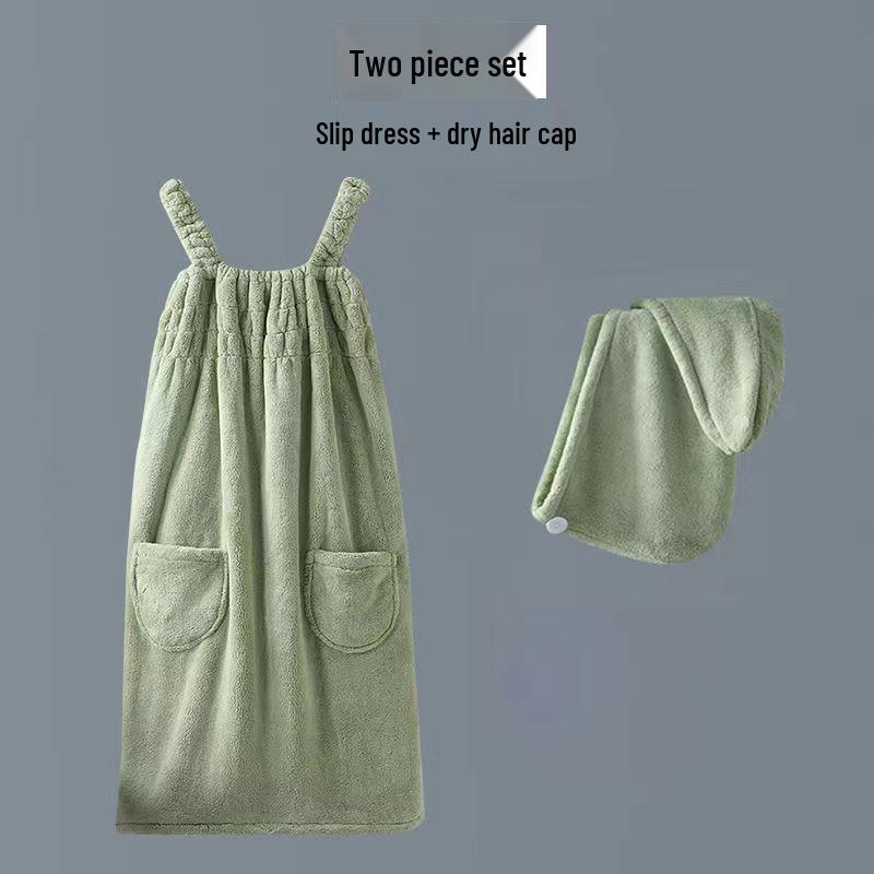 Women's Wrapable Cotton Bath Towel - Quick-Drying, Absorbent, Wearable Skirt with Pocket (2024 Summer Edition)