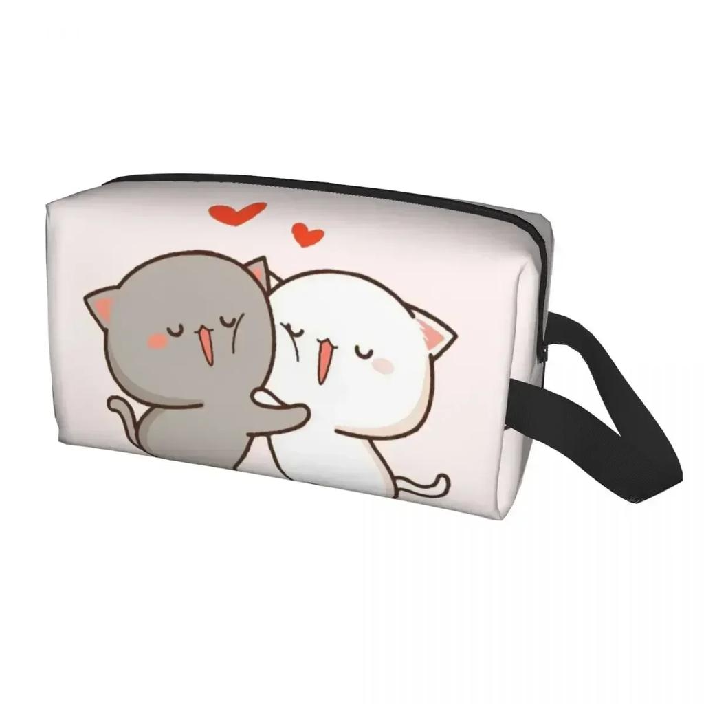 Peach And Goma Travel Cosmetic Bag for Women Kawaii Makeup Toiletry Organizer Lady Beauty Storage Dopp Kit