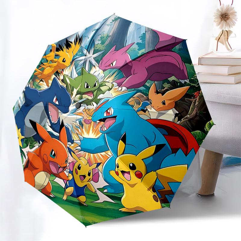 

1pc Pokémon Pikachu & Friends Automatic Opening Umbrella, Portable Tri-Fold Design with 8-Bone Iron Frame, Outdoor for Fans, Travelers, Everyday Use,