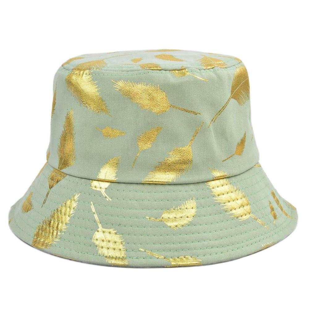 

Sunshade Leaf Hat Printed Fisherman Hat Large Brim Basin Hat Cotton Material зелёный