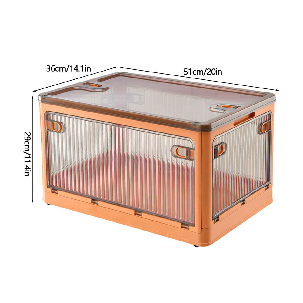 

Складной ящик для хранения с прозрачной дверцей, крышкой и колесами. Многофункциональный ящик для хранения игрушек. Прозрачный складной ящик для хранения. 51x36x29cm оранжевый