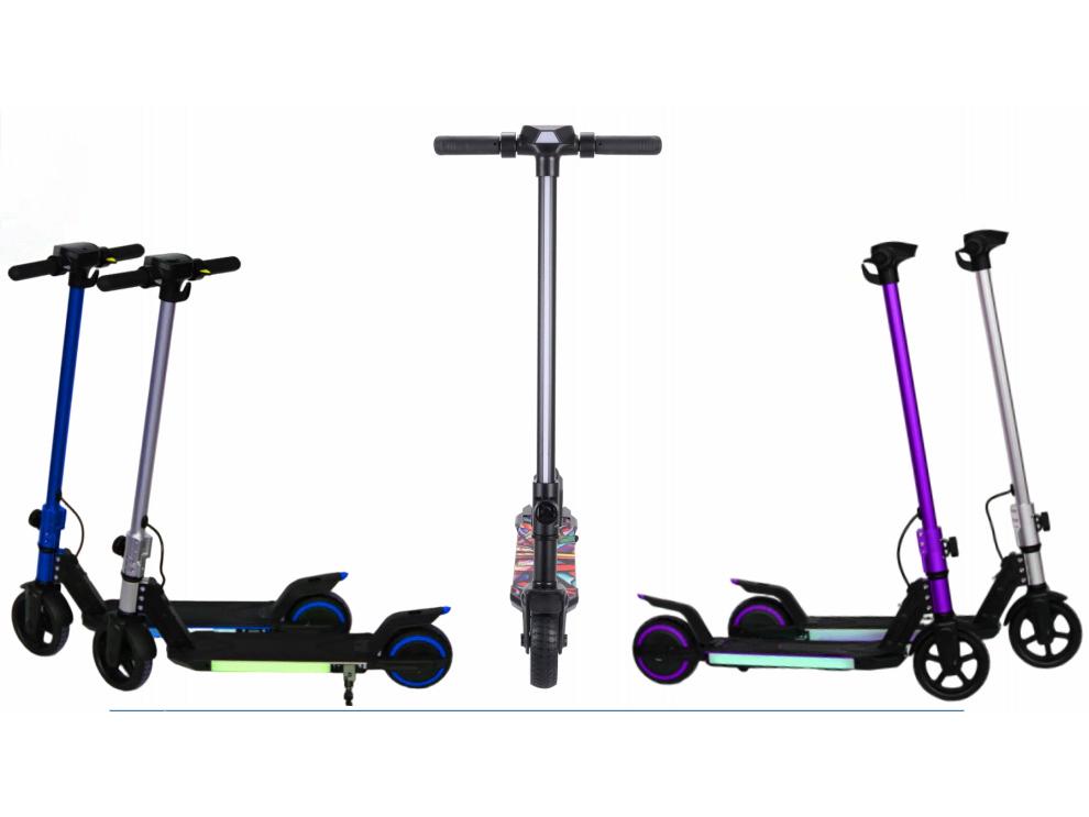 Portable Folding Children's Scooter with Electric Assist, 6-12 Years, Two-Wheel, Flashing Lights