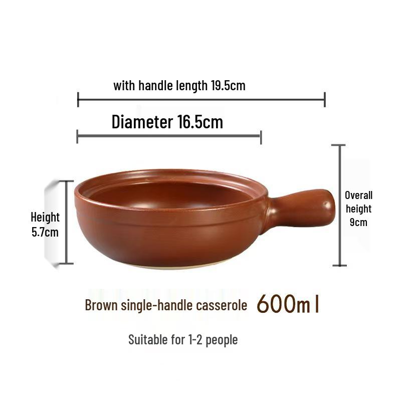 High-Temperature Resistant Clay Pot with Handle for Claypot Rice & Noodles - Durable, No Crack, Small Commercial Sand Pot