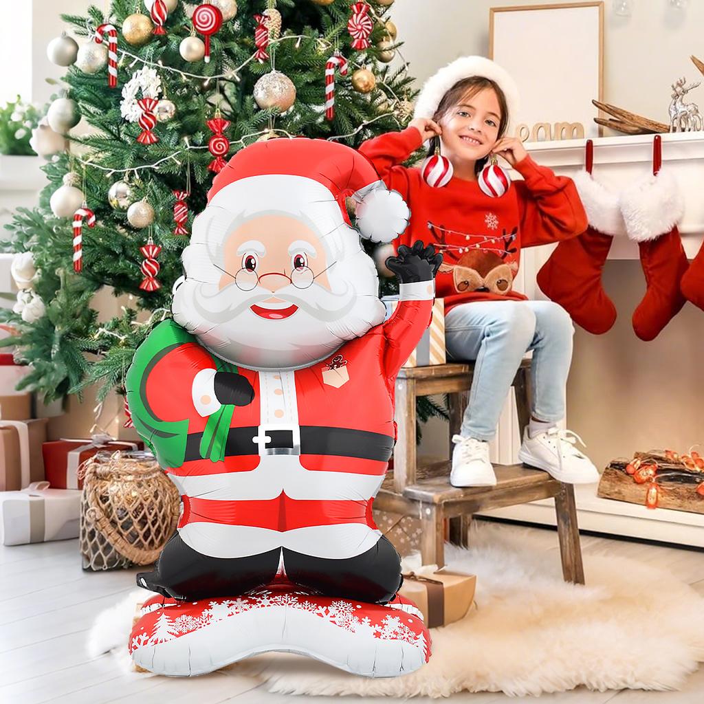 Vánoční sněhulák, vánoční stromek a Santa Claus, zlatý losí balónek, vhodné pro vánoční večírek, Nový rok, narozeniny