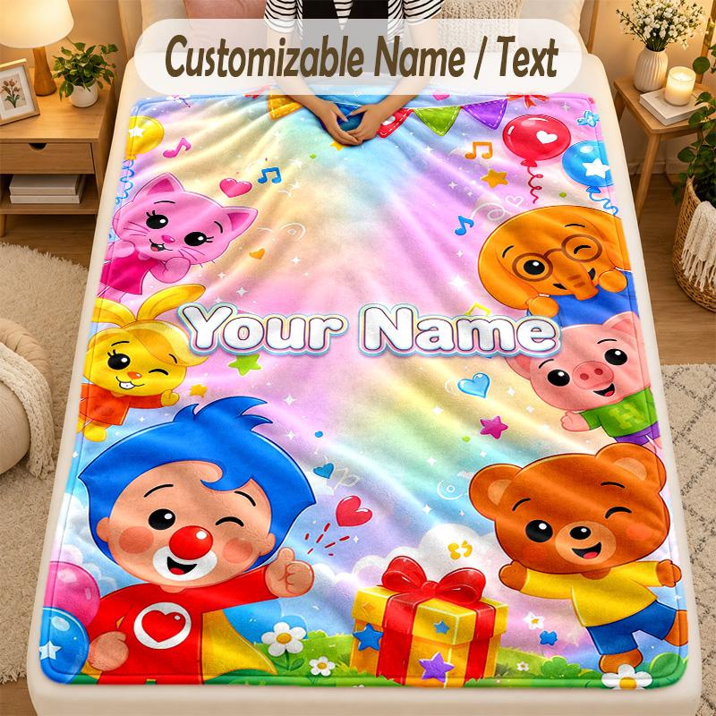 Flannel BlanketEl Payaso Plim Plim Custom Name Text Personalized Soft Warm Throw Blanket Home Decor Gift