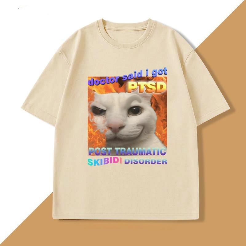 Skibidi Disorder Funny Cat Meme T Shirt Women Unisex Silly Cats Tshirt Ugly Stupid Tshirt Gifts for Cat Lovers Streetwear Clothes