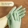 Two-color Dishwashing Gloves Kitchen Oil-proof Durable Wear-resistant Waterproof Rubber Mittens Household Dishes Cleaning Gloves