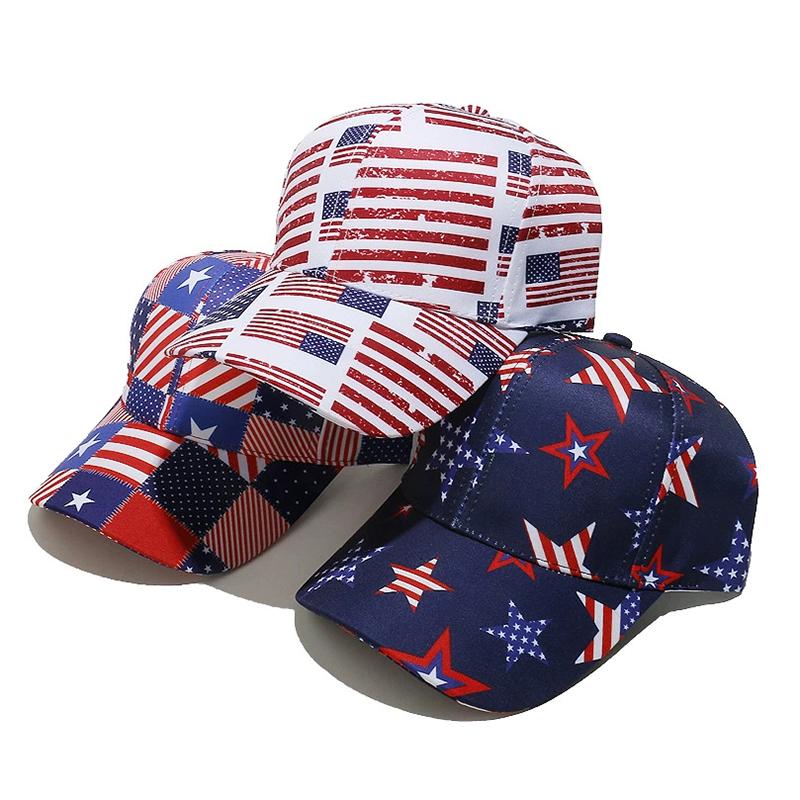 Unisex Naklejka z Flagą Amerykańską Czapki z Siatką Baseballową Wiosna i Lato Outdoor Regulowane Codzienne Czapki Kapelusz Przeciwsłoneczny