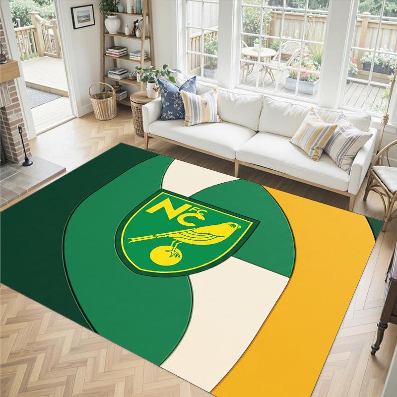 Norwich City Fußball Design Kristall Samt Teppich Gemütlich Nicht?Rutschfester Teppich mit Aufdruck für Schlafzimmer Wohnzimmer Eingang