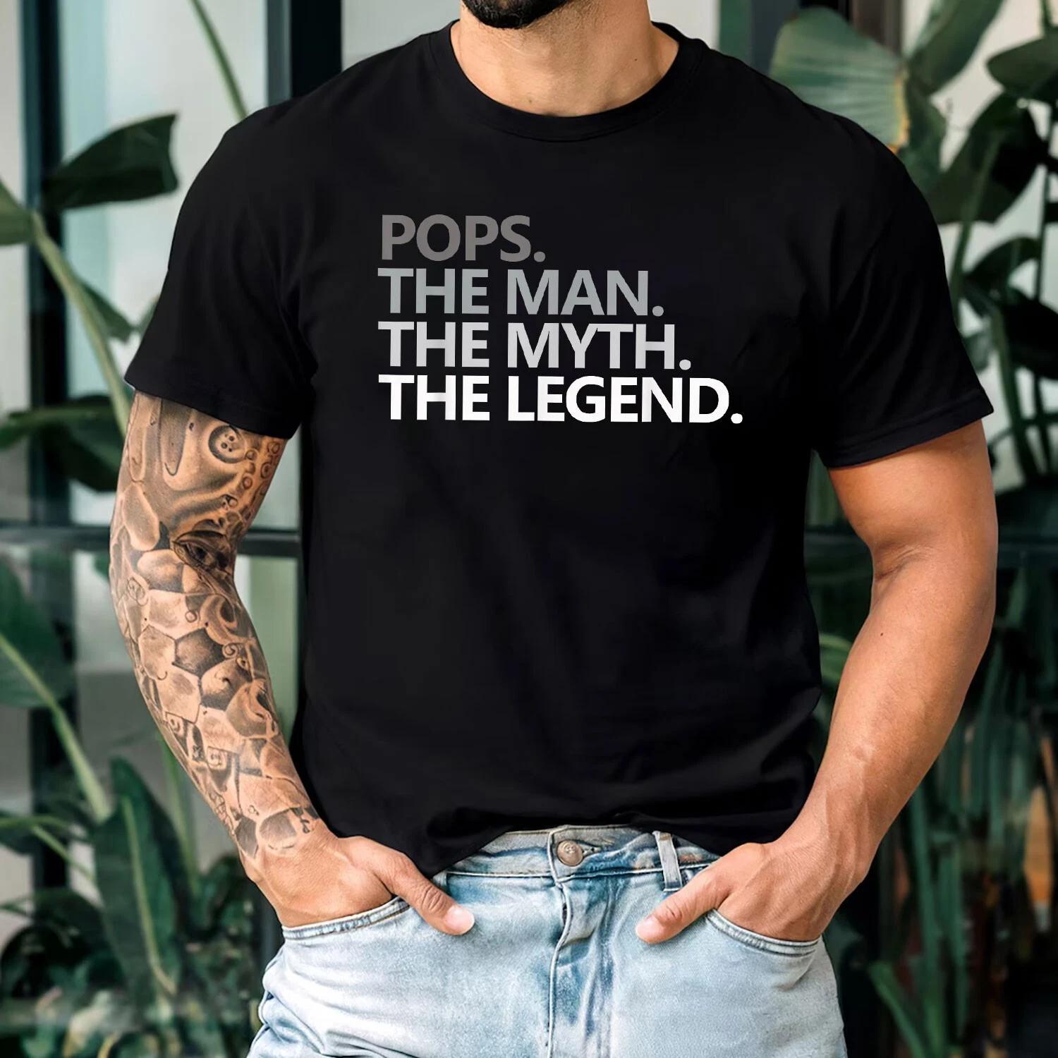 Pops the Man the Myth the Legend Shirt Grandpa Father’s Day Gift Unisex 2XL