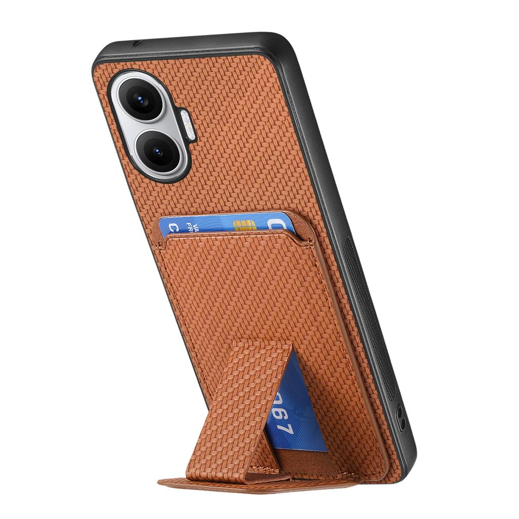For Xiaomi Redmi Turbo 4 Pro 5G Case Card Holder Carbon Fiber Texture Leather Coated TPU Phone Cover