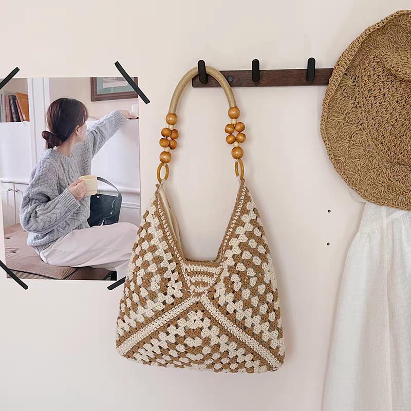 Woven Womens Tote Bag Summer Fashion Shoulder Casual Travel Organizer For Daily Use