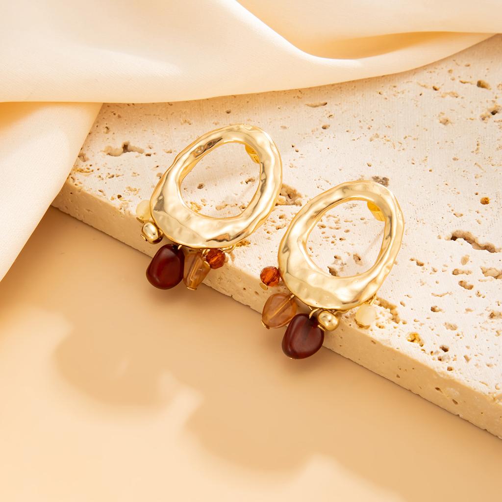 Pleated Three-dimensional Flower Coral Earrings with A Sense of Design, Alloy Ins Glossy Irregular Disc Earrings for Women