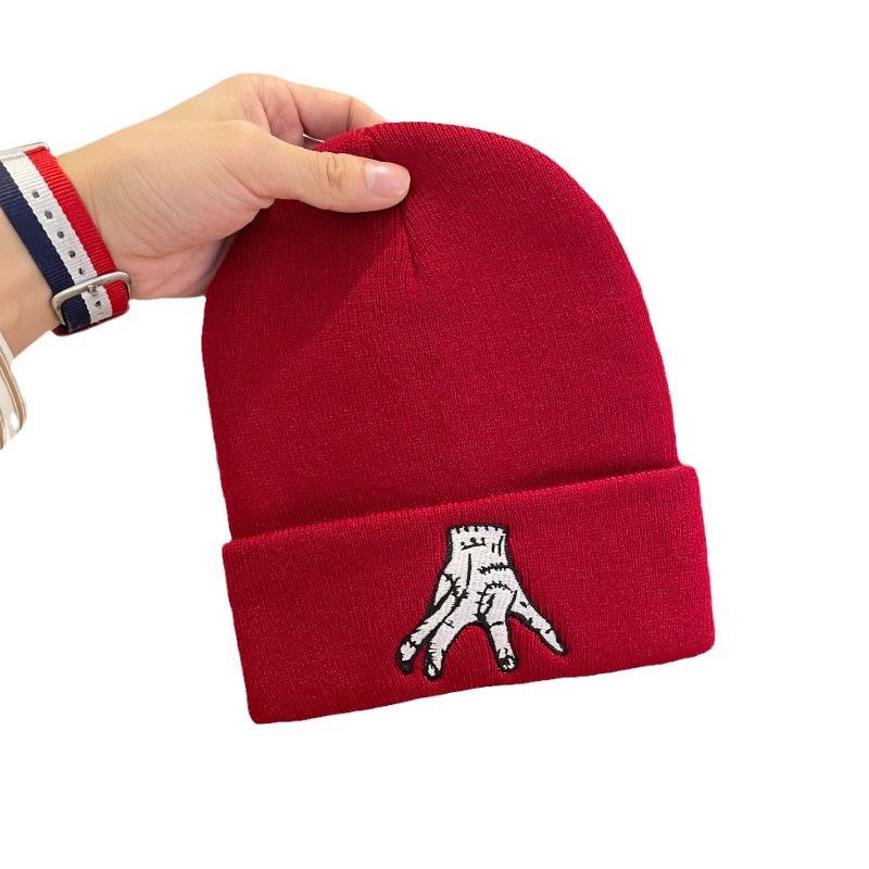 New Funny Knitted Hat Women's Korean Style Embroidered Wool Hat Autumn and Winter Warm and Anti-Cold Hat Pullover Hat Men's Trendy