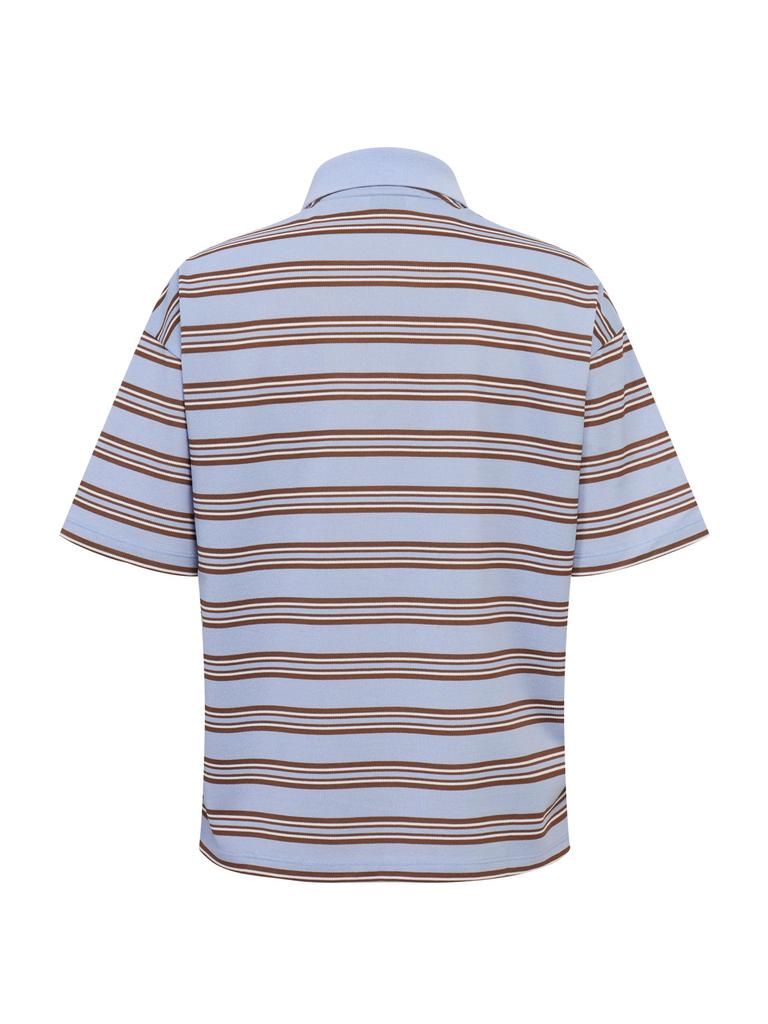 EIDER Ciel Women'S Striped Short Sleeve Polo Shirt_Sky Blue