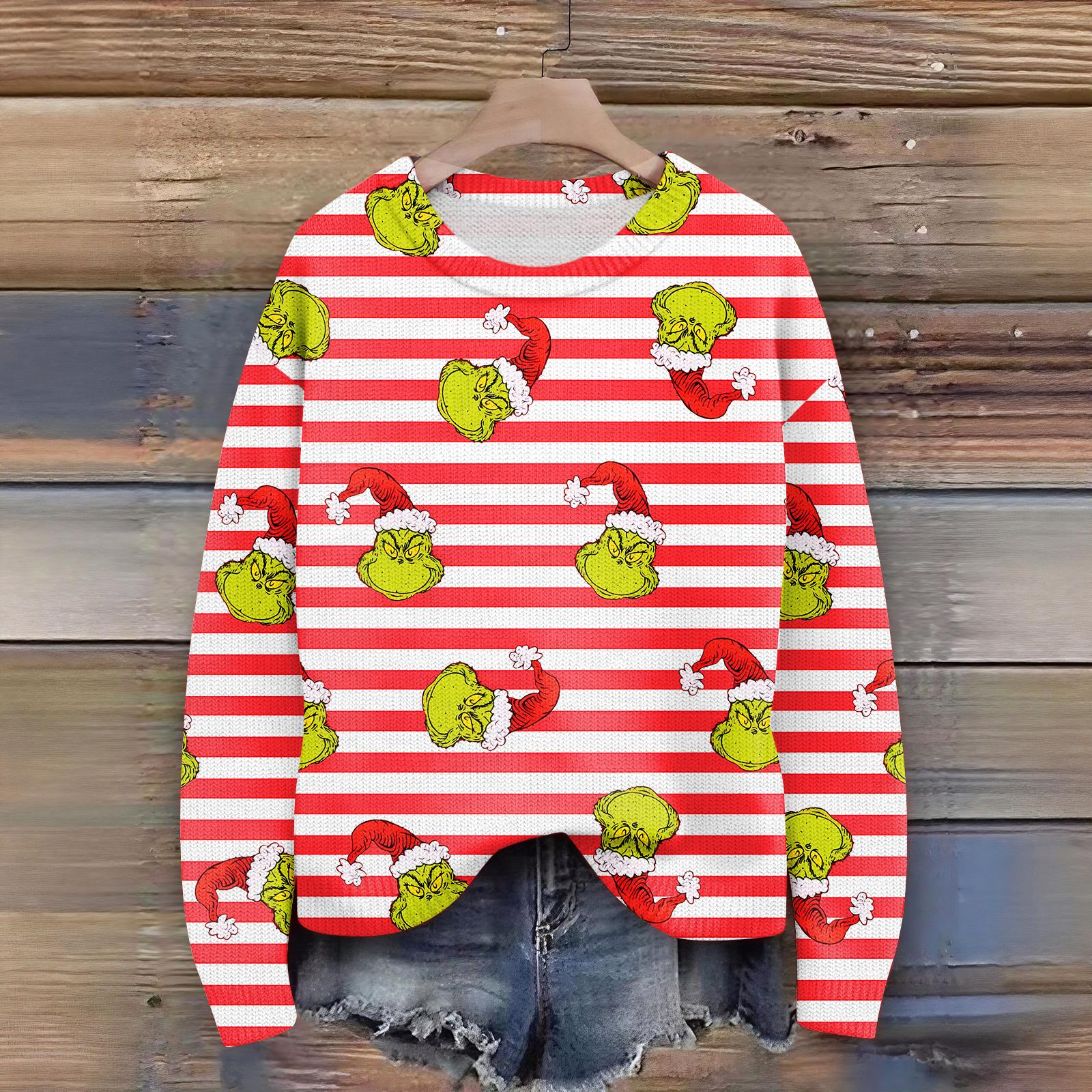 

Пуловеры с длинным рукавом для женщин, с круглым вырезом, повседневные, милые, с принтом, вязаные, оверсайз XXL