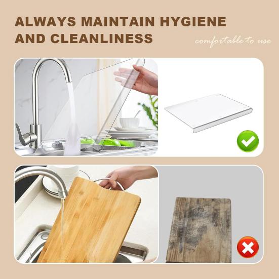 Acrylic Cutting Board with Counter Lip 16x12 Inch Non-Slip Clear Kitchen Chopping Boards for Countertop Protector Apartment Essentials