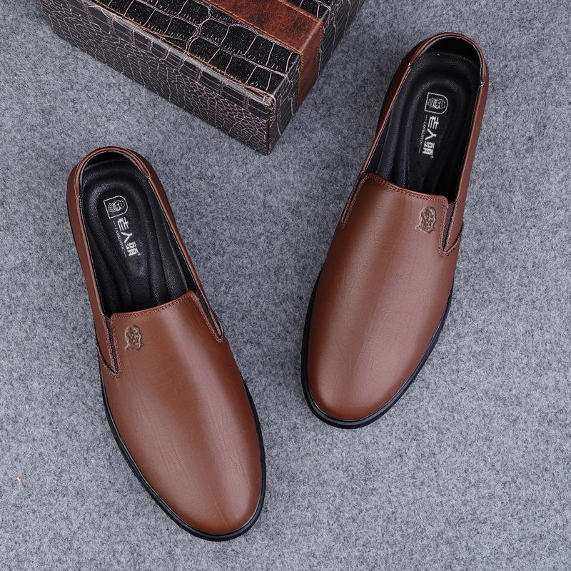 

Casual leather shoes men s autumn leather business dress soft leather soft sole glove men s shoes 44 коричневий