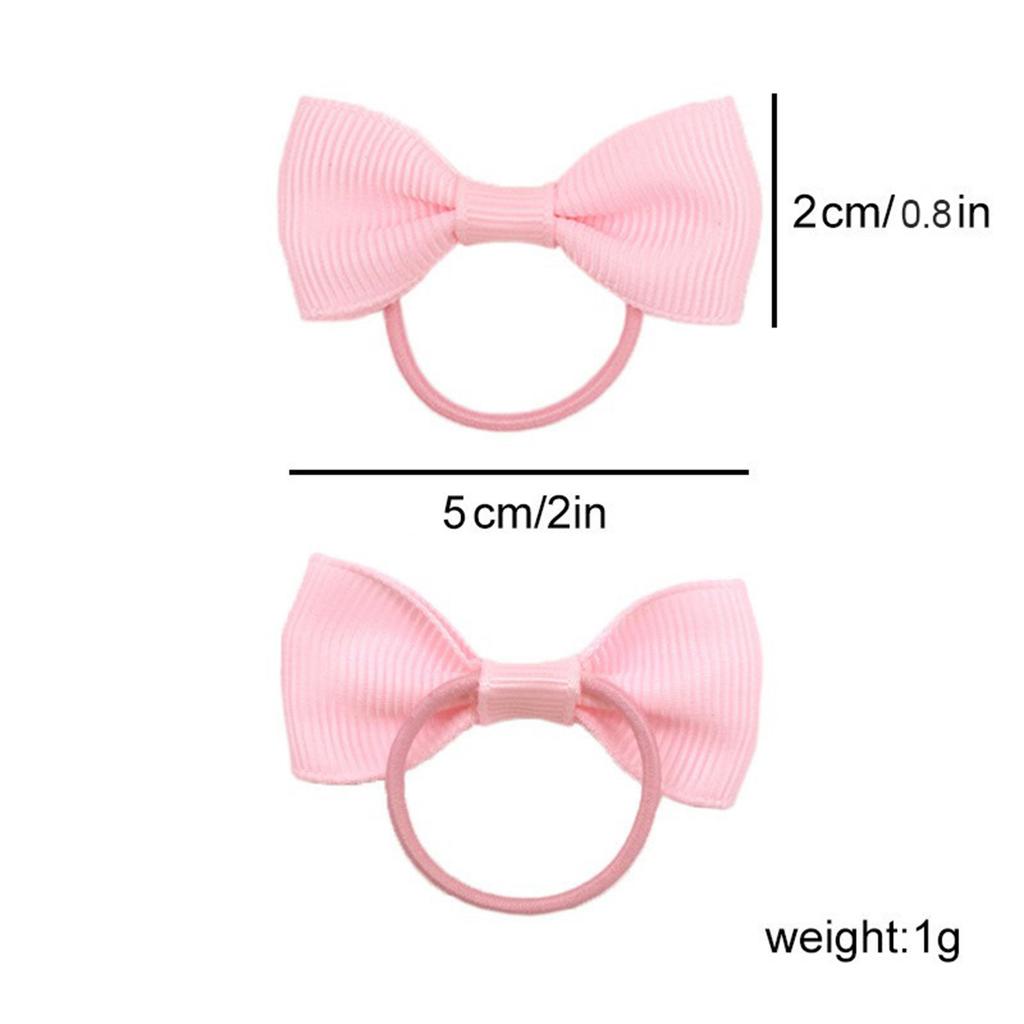 20 Pcs Hair Bows 2 Inch Elastic Rubber Hair Bands Pigtail Ponytail Holders School Hair Accessories for Toddlers Kids Children