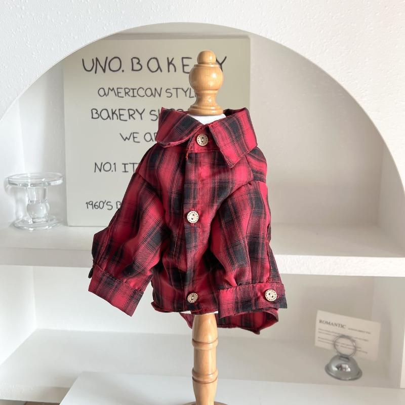 Pet Shirt Spring and Summer Thin Dog Shirt Plaid Breathable Sunscreen Small and Medium Dogs Puppy Two-legged Shirt Cat Clothes